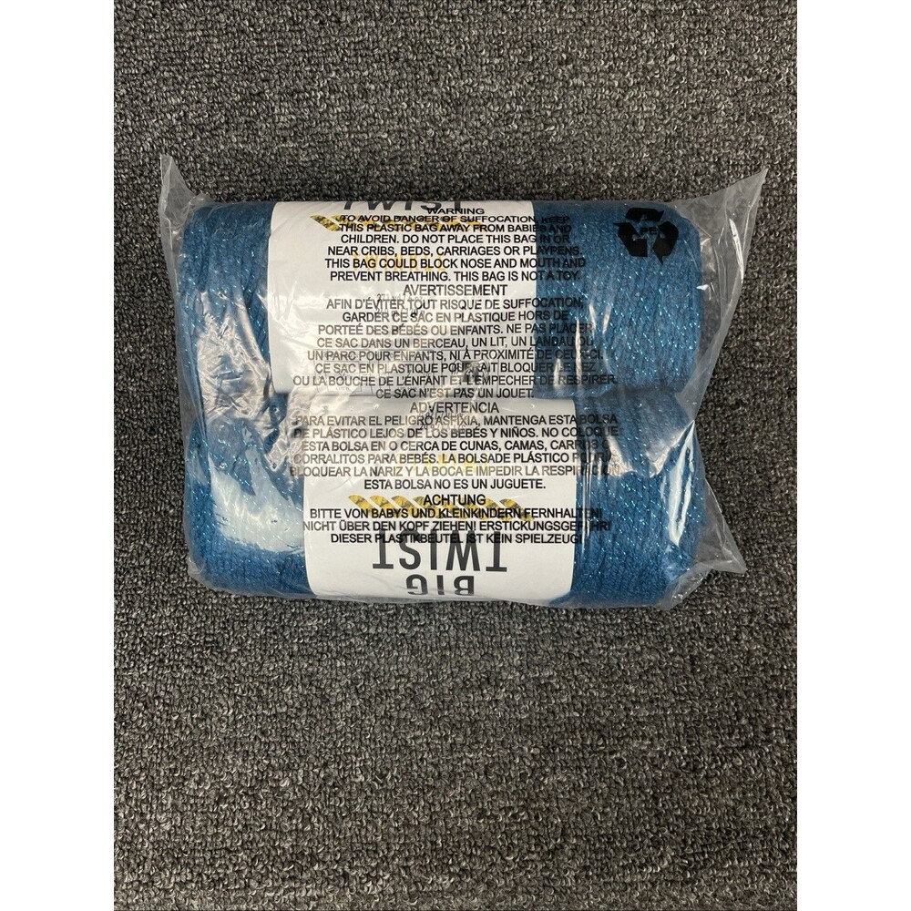 Lot Of 2 Big Twist Twinkle Yarn Teal Acrylic/Metallic 6oz Brand New…